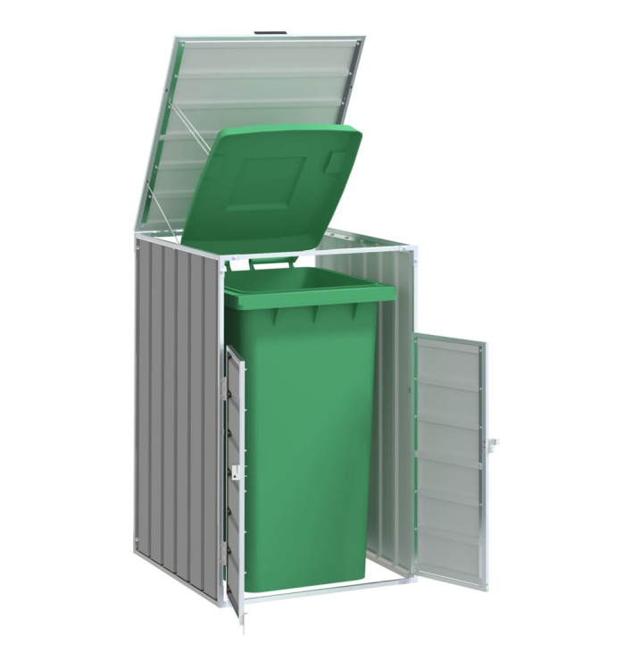 Rangement à roulettes pour poubelles pour bac unique gris acier | Mobilier & Déco