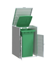 Rangement à roulettes pour poubelles pour bac unique gris acier | Mobilier & Déco