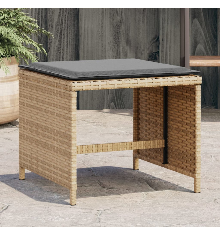 Tabourets jardin et coussins lot de 4 mélange beige 41x41x36 cm | Mobilier & Déco