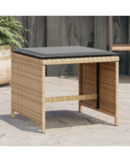 Tabourets jardin et coussins lot de 4 mélange beige 41x41x36 cm | Mobilier & Déco