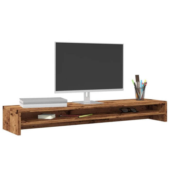 Support de moniteur vieux bois 100x24x13 cm bois d'ingénierie | Mobilier & Déco