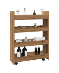 Chariot de rangement étroit 4 niveaux chêne artisanal | Mobilier & Déco