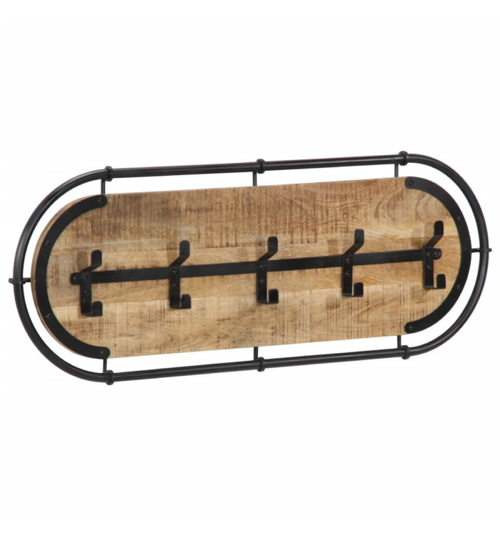 Porte-manteau mural avec 5 crochets bois manguier massif brut | Mobilier & Déco