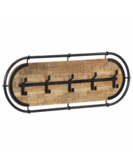 Porte-manteau mural avec 5 crochets bois manguier massif brut | Mobilier & Déco