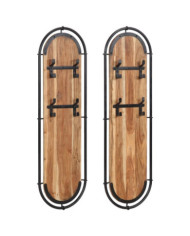 Porte-manteaux muraux et 4 crochets 2 pcs bois massif d'acacia | Mobilier & Déco