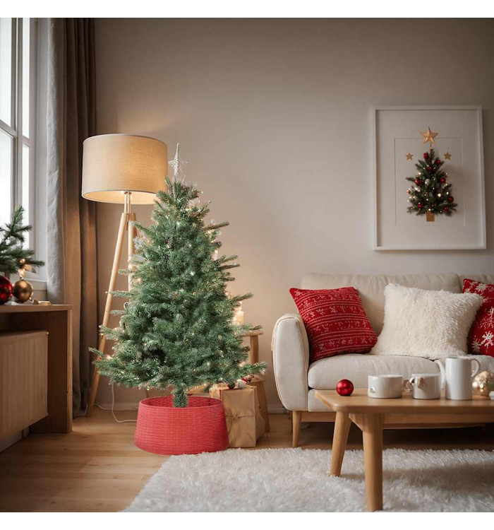 Jupe de sapin de Noël rouge Ø56x23 cm plastique | Mobilier & Déco