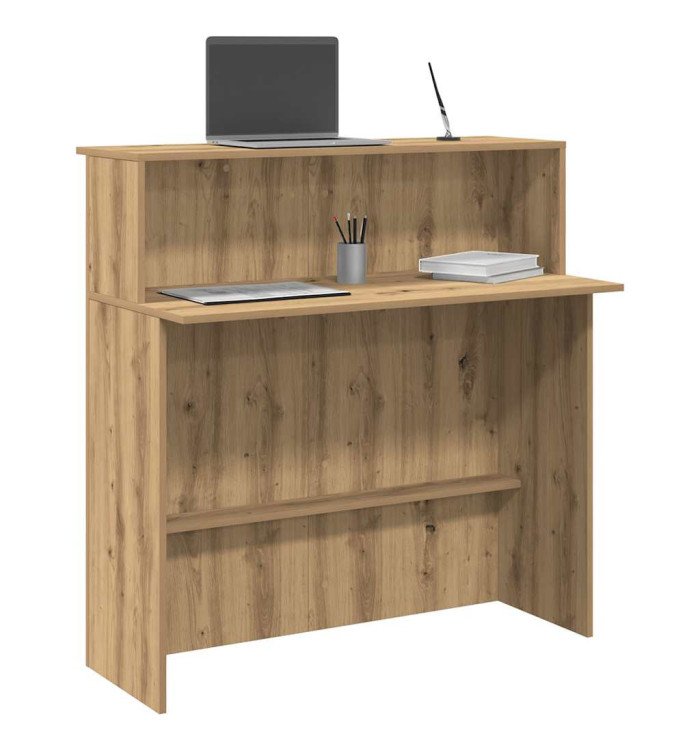 Bureau réception chêne artisanal 100x50x103,5cm bois ingénierie | Mobilier & Déco