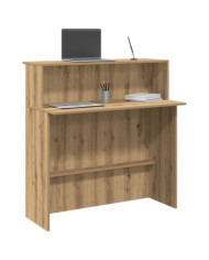 Bureau réception chêne artisanal 100x50x103,5cm bois ingénierie | Mobilier & Déco