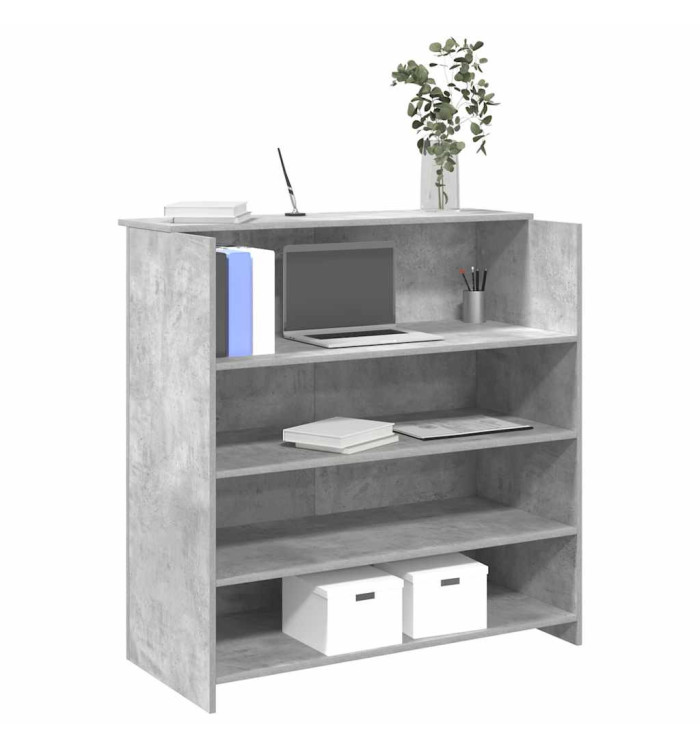 Bureau de réception gris béton 100x50x103,5cm bois d'ingénierie | Mobilier & Déco