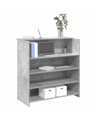 Bureau de réception gris béton 100x50x103,5cm bois d'ingénierie | Mobilier & Déco