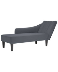 Fauteuil long avec accoudoir droit gris foncé velours | Mobilier & Déco