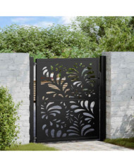 Portail de jardin noir 105x106 cm acier conception de vagues | Mobilier & Déco