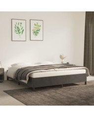 Cadre de lit sans matelas gris foncé 180x200 cm velours | Mobilier & Déco