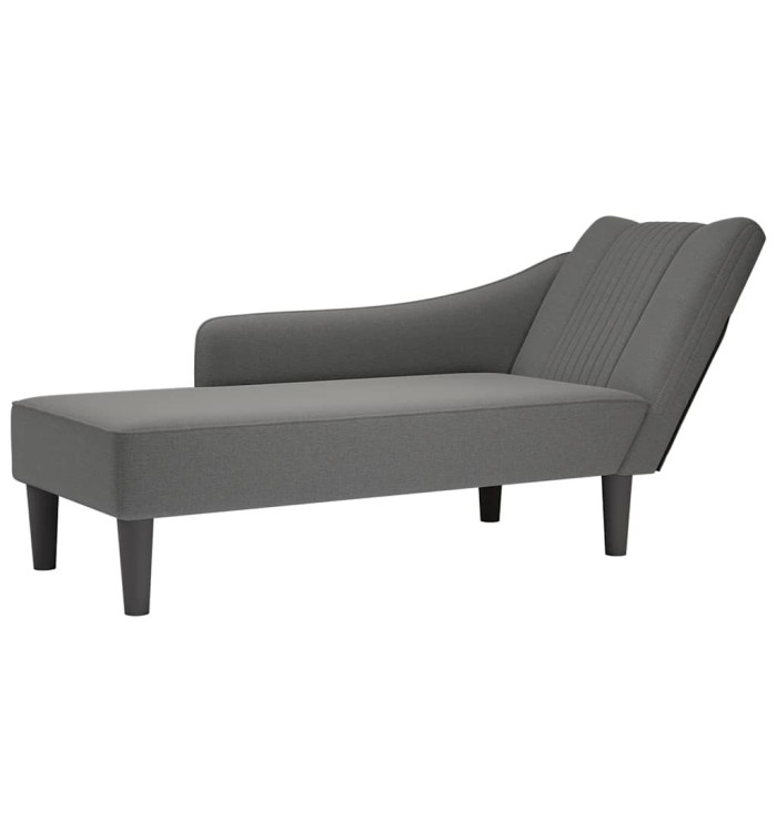 Fauteuil long avec accoudoir droit gris foncé tissu | Mobilier & Déco