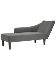 Fauteuil long avec accoudoir droit gris foncé tissu | Mobilier & Déco