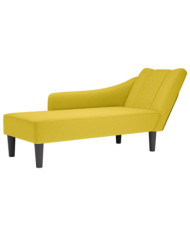 Fauteuil long avec accoudoir droit jaune velours | Mobilier & Déco