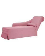 Fauteuil long avec traversin et accoudoir droit rose velours | Mobilier & Déco