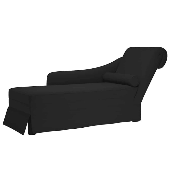 Fauteuil long avec traversin et accoudoir droit noir velours | Mobilier & Déco