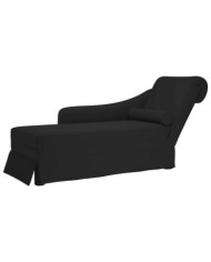 Fauteuil long avec traversin et accoudoir droit noir velours | Mobilier & Déco