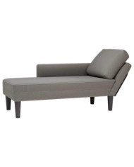 Chaise longue avec coussin gris clair tissu en velours côtelé | Mobilier & Déco