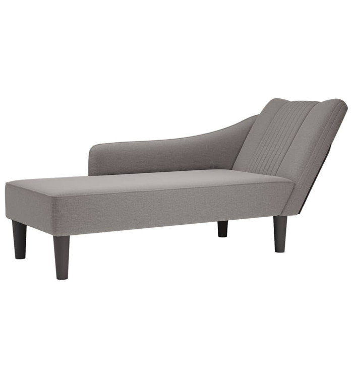 Fauteuil long avec accoudoir droit taupe tissu | Mobilier & Déco