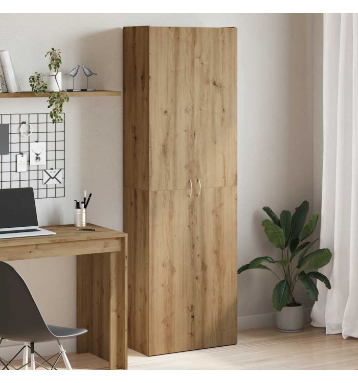 Buffet haut chêne artisanal 60x32x190 cm bois d'ingénierie | Mobilier & Déco