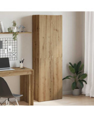 Buffet haut chêne artisanal 60x32x190 cm bois d'ingénierie | Mobilier & Déco
