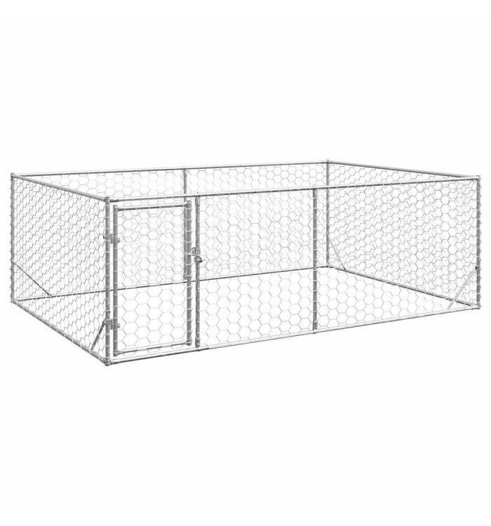 Chenil d'extérieur pour chiens porte 3x2x1 m acier galvanisé | Mobilier & Déco