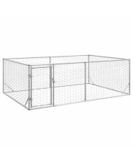 Chenil d'extérieur pour chiens porte 3x2x1 m acier galvanisé | Mobilier & Déco