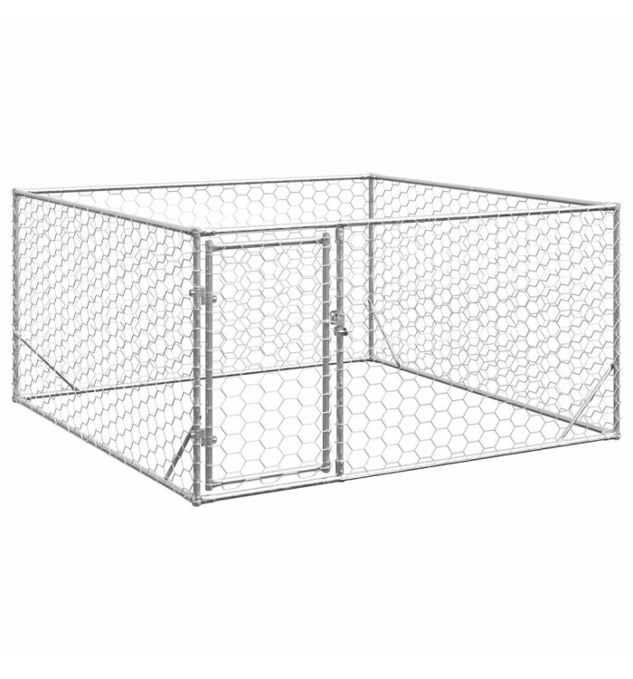 Chenil d'extérieur pour chiens porte 2x2x1 m acier galvanisé | Mobilier & Déco