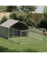Niche d'extérieur pour chien enclos 4x2x1,5 m acier galvanisé | Mobilier & Déco