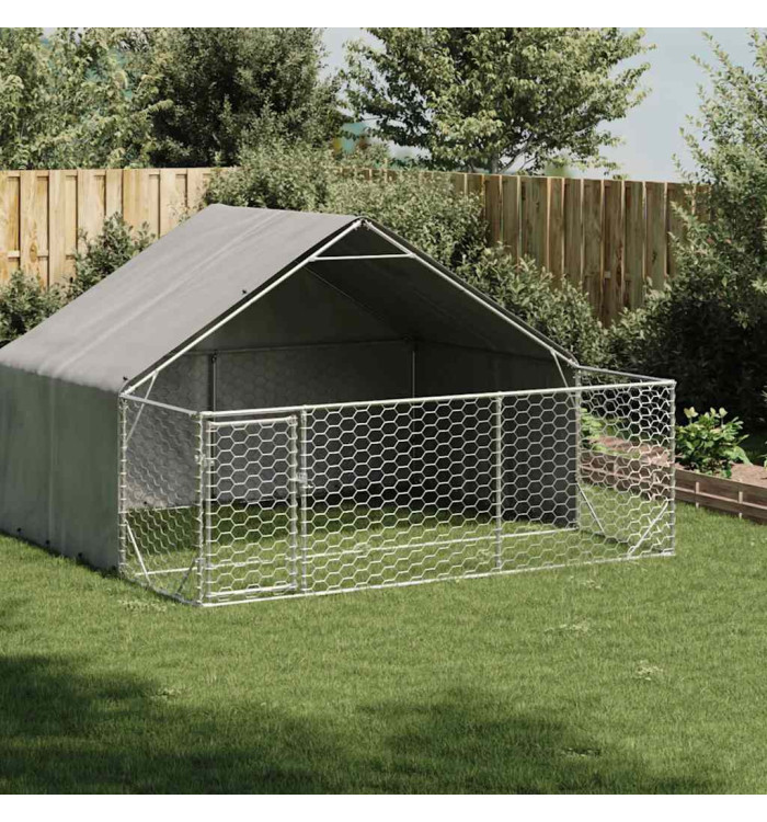 Niche d'extérieur pour chien enclos 3x3x1,9 m acier galvanisé | Mobilier & Déco