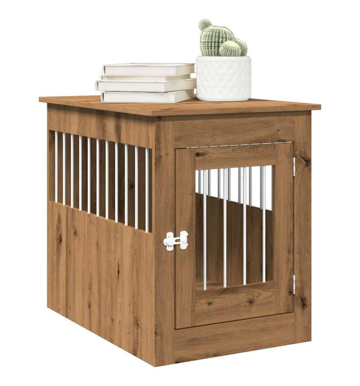 Meuble de cage pour chiens chêne artisanal 55x80x68 cm | Mobilier & Déco
