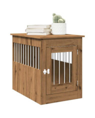 Meuble de cage pour chiens chêne artisanal 55x80x68 cm | Mobilier & Déco