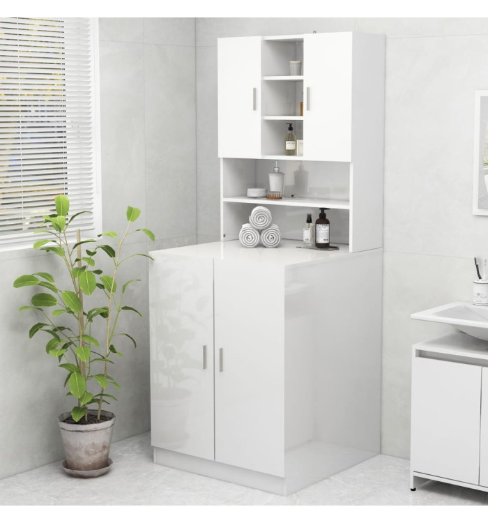 Meuble pour machine à laver Blanc brillant 70,5x25,5x90 cm | Mobilier & Déco