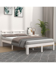 Cadre de lit sans matelas blanc bois massif 120x200 cm | Mobilier & Déco