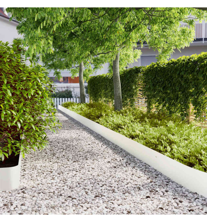 Bordures de pelouse 10 pcs blanc 20x103 cm acier laminé à froid | Mobilier & Déco