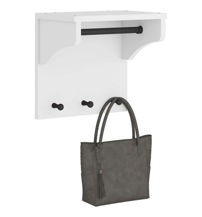 Porte-manteau mural SANDNES blanc 43x30x42 cm bois massif pin | Mobilier & Déco