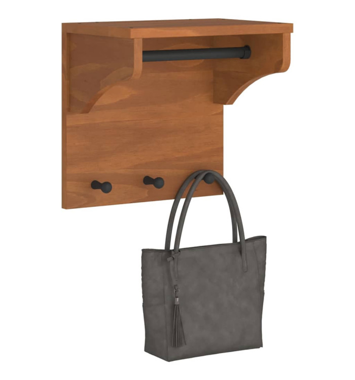 Porte-manteau mural SANDNES 43x30x42 cm bois massif pin | Mobilier & Déco