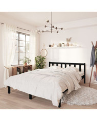 Cadre de lit sans matelas noir bois massif 140x190 cm | Mobilier & Déco