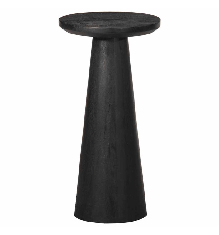 Table d'appoint noir Ø30x60 cm bois de manguier massif | Mobilier & Déco