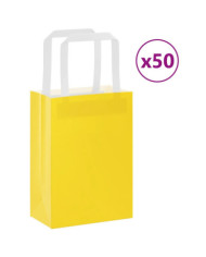 Sacs en papier 50 pcs avec poignées jaune 15x8x21 cm | Mobilier & Déco