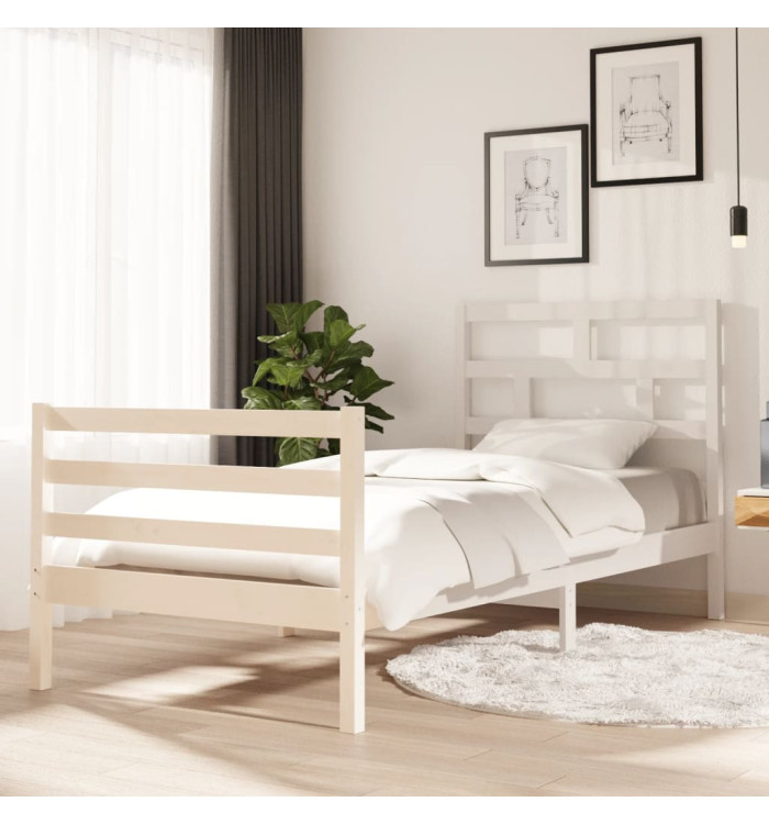 Cadre de lit sans matelas blanc bois massif 90x200 cm | Mobilier & Déco