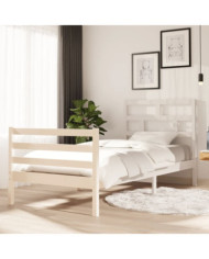 Cadre de lit sans matelas blanc bois massif 90x200 cm | Mobilier & Déco