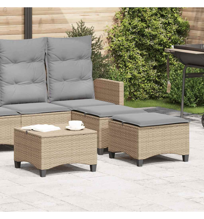 Tabourets jardin coussins 2 pcs beige 55x55x36cm résine tressée | Mobilier & Déco