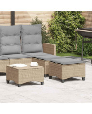 Tabourets jardin coussins 2 pcs beige 55x55x36cm résine tressée | Mobilier & Déco