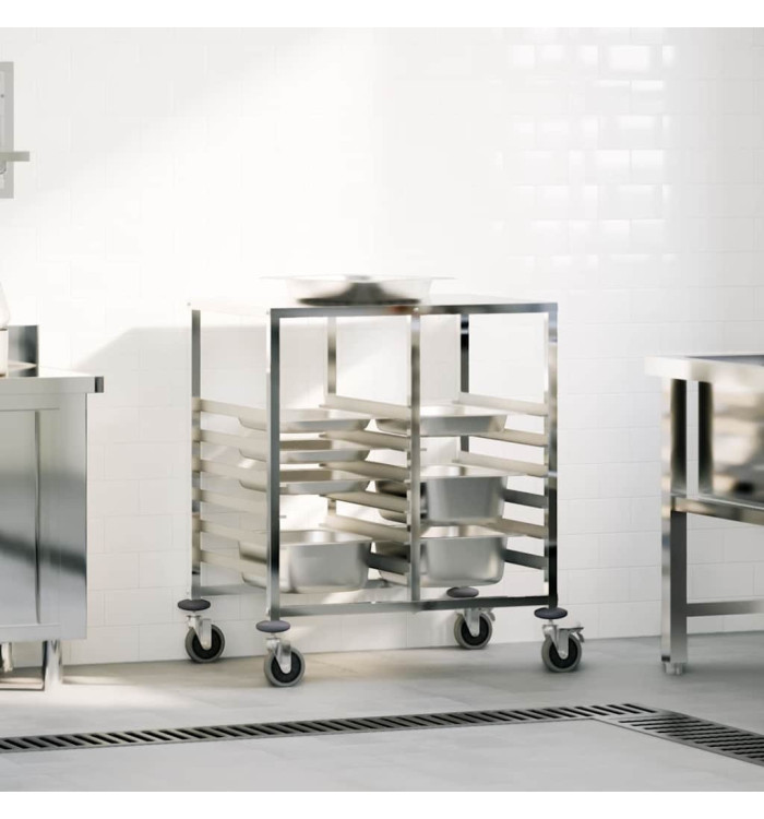 Chariot à plateaux 12 bacs GN 75x55x87 cm acier inoxydable | Mobilier & Déco
