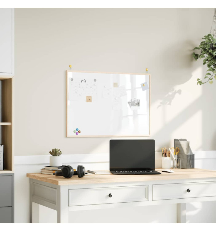 Tableau blanc magnétique avec cadre bois de pin massif 80x55 cm | Mobilier & Déco