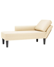 Chaise longue avec coussin crème tissu en velours côtelé | Mobilier & Déco