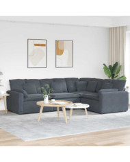 Canapé modulaire avec coussins en velours gris foncé | Mobilier & Déco